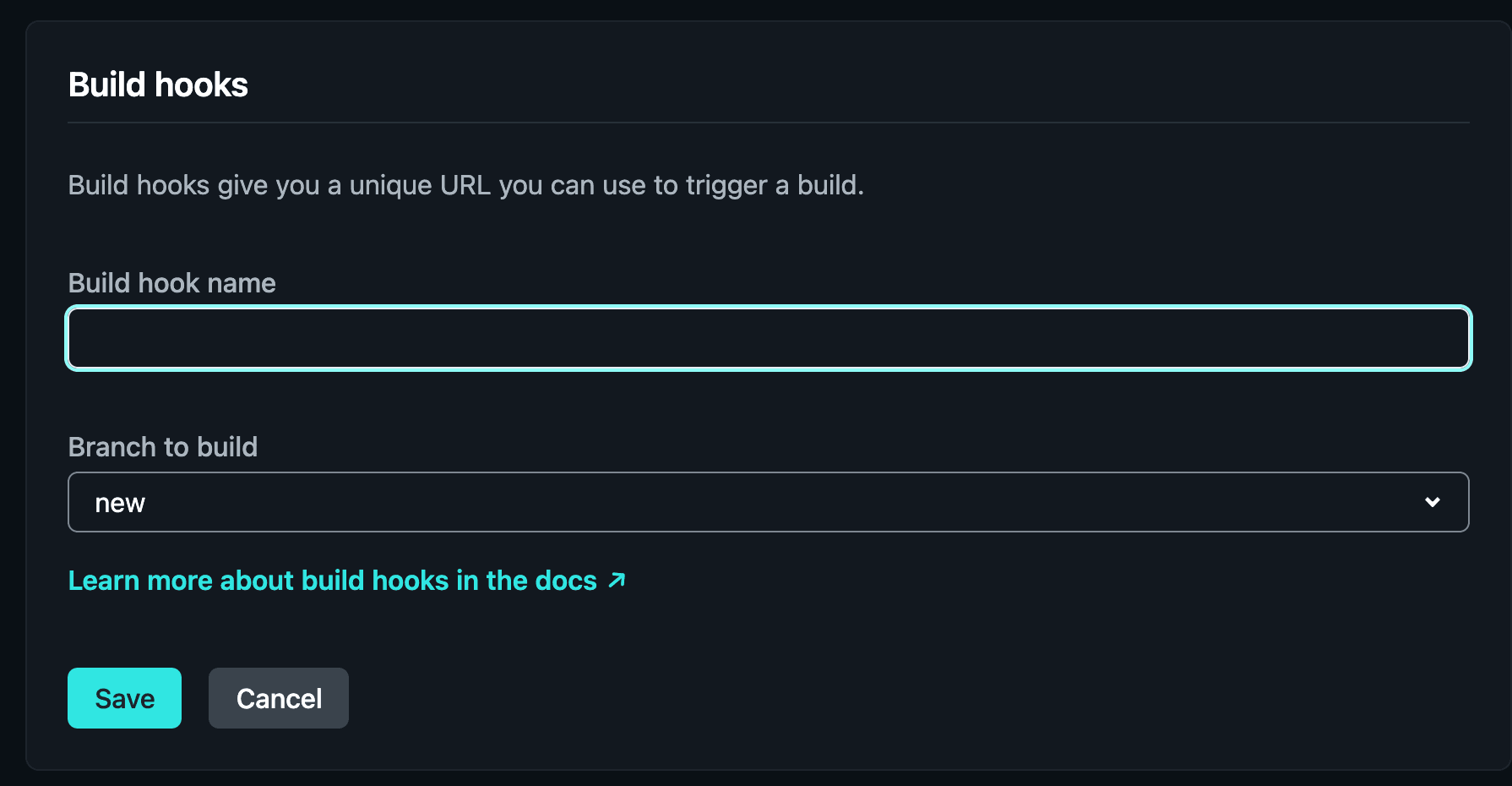 netlify's UX for adding a webhook entrypoi t